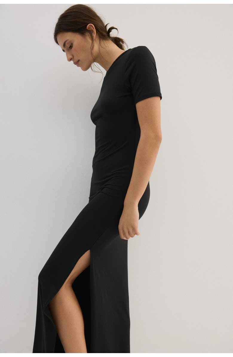 H&M Long T-shirt Dress, Alternate, color, Black