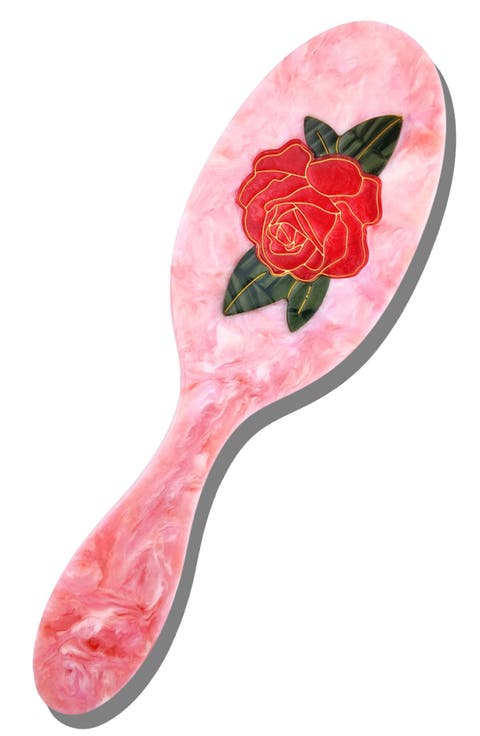 Hand Painted Vintage Rose Pink Amazing Hair Day Brush