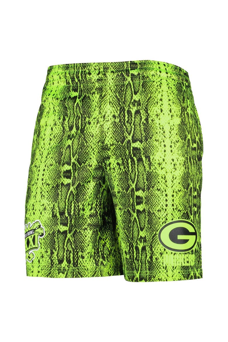 Men's New Era Neon Green Green Bay Packers Summer Pop Shorts, Alternate, color, Neon Green