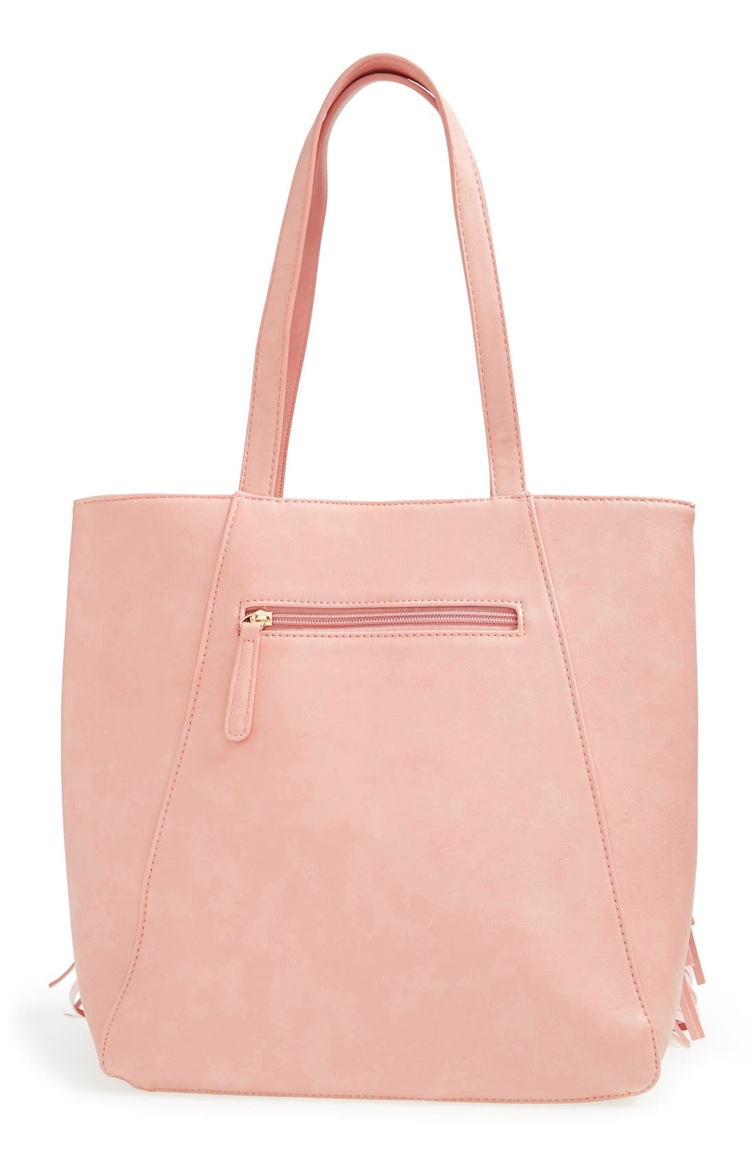 Fringe Faux Leather Tote, Alternate, color, PINK