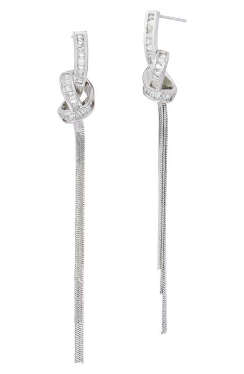 Knotted Cubic Zirconia Drop Earrings