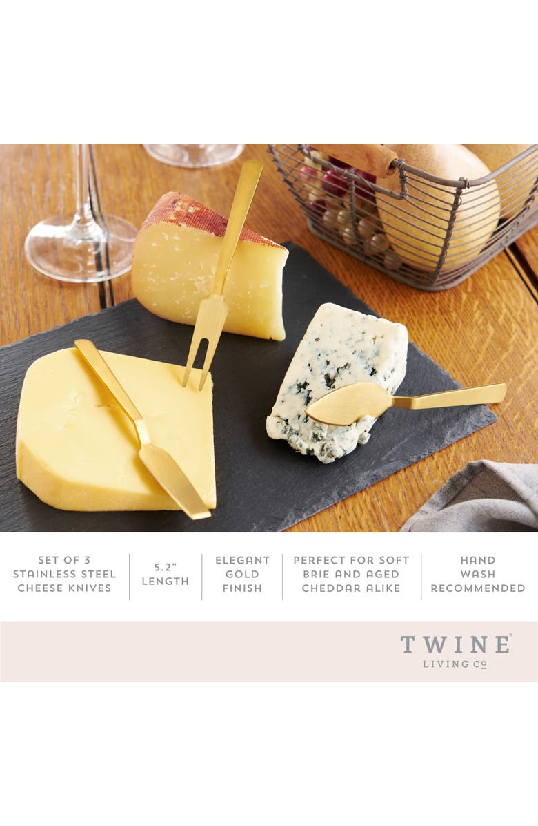 TWINE Cheese Knife in Gold Set of 3, Alternate, color, Gold