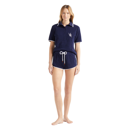 Vilebrequin Vbq Line Terry Polo In Bleu Marine