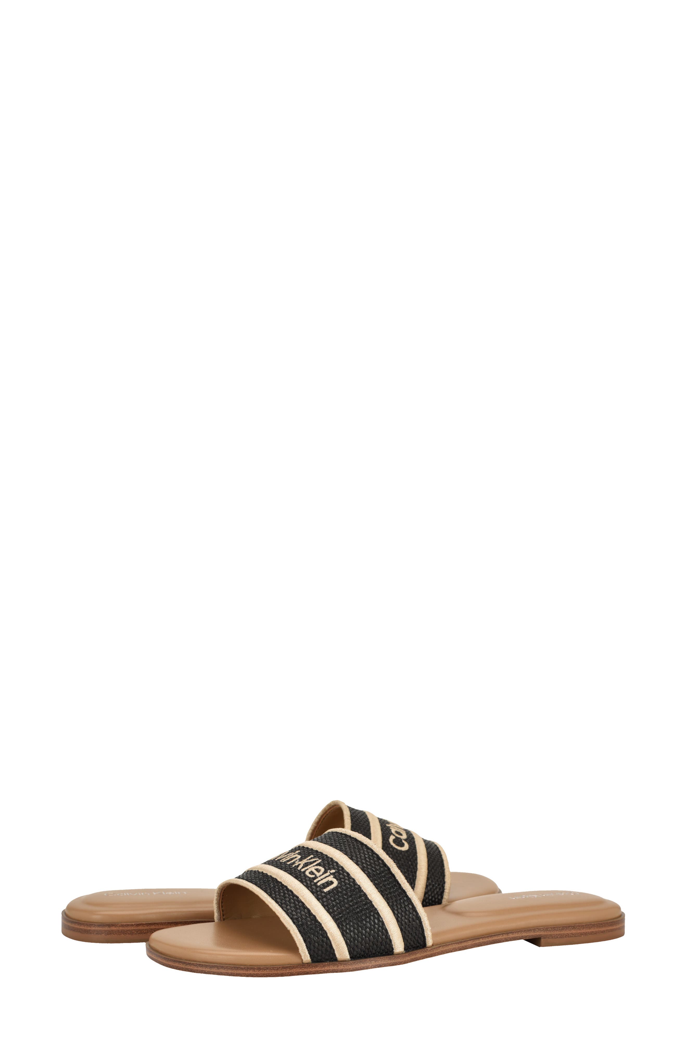 Calvin Klein Kendell Slide Sandal, Alternate, color, Black/ Natural