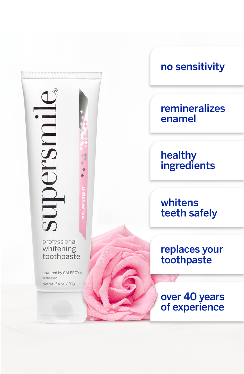 Supersmile Fluoride Free Professional Whitening Toothpaste - Rosewater Mint, Alternate, color, White