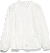 PER UNA BY M&S Pleated Ruffle Trim Cotton Peplum Top