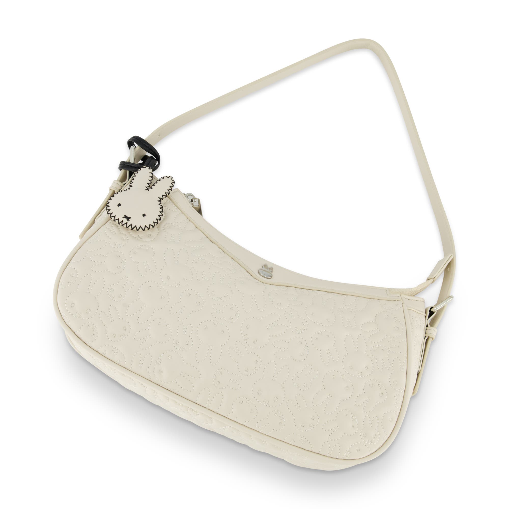 Daniele Nicole Miffy Quilted PU Shoulder Bag with Charm, Alternate, color, White