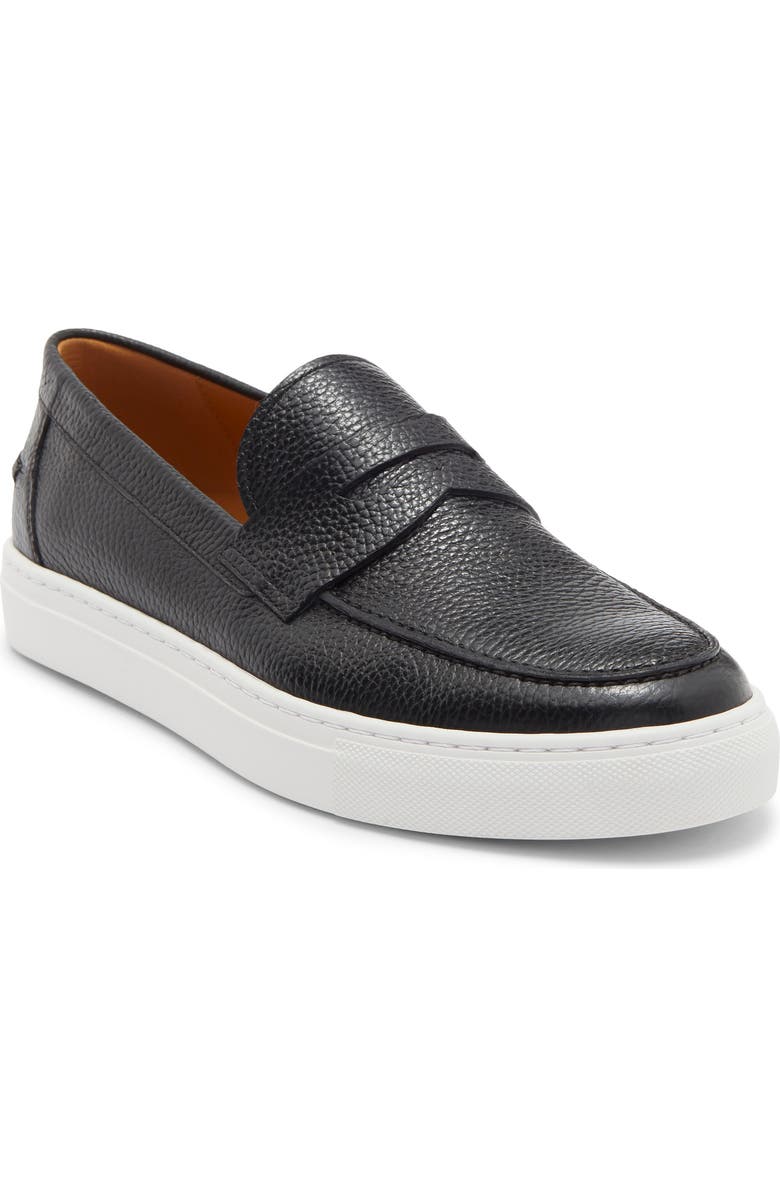 Magnanni Johnny Penny Loafer Sneaker, Main, color, Black Pebble