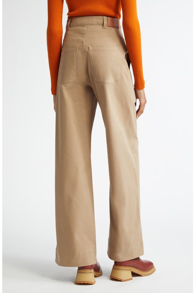 Cotton Stretch Gabardine Wide Leg Pants, Alternate, color, BEIGE