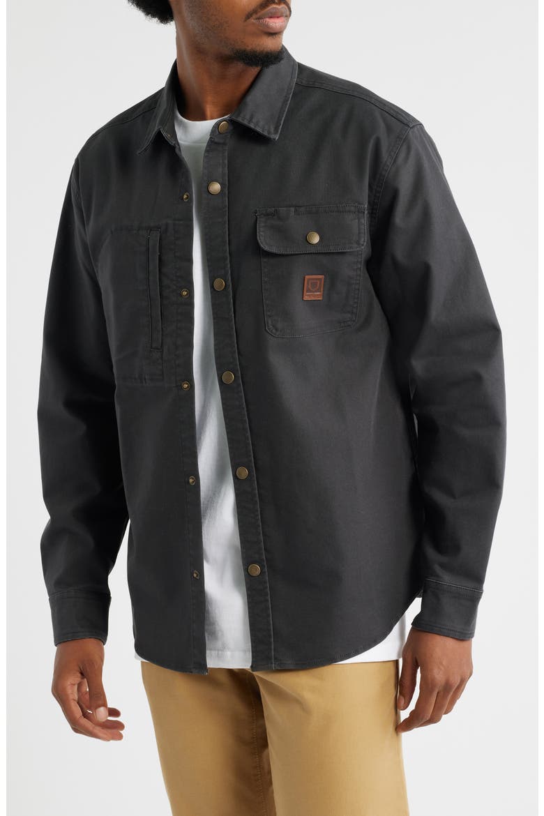 Builders Stretch Cotton Blend Overshirt, Main, color, WASHED BLACK
