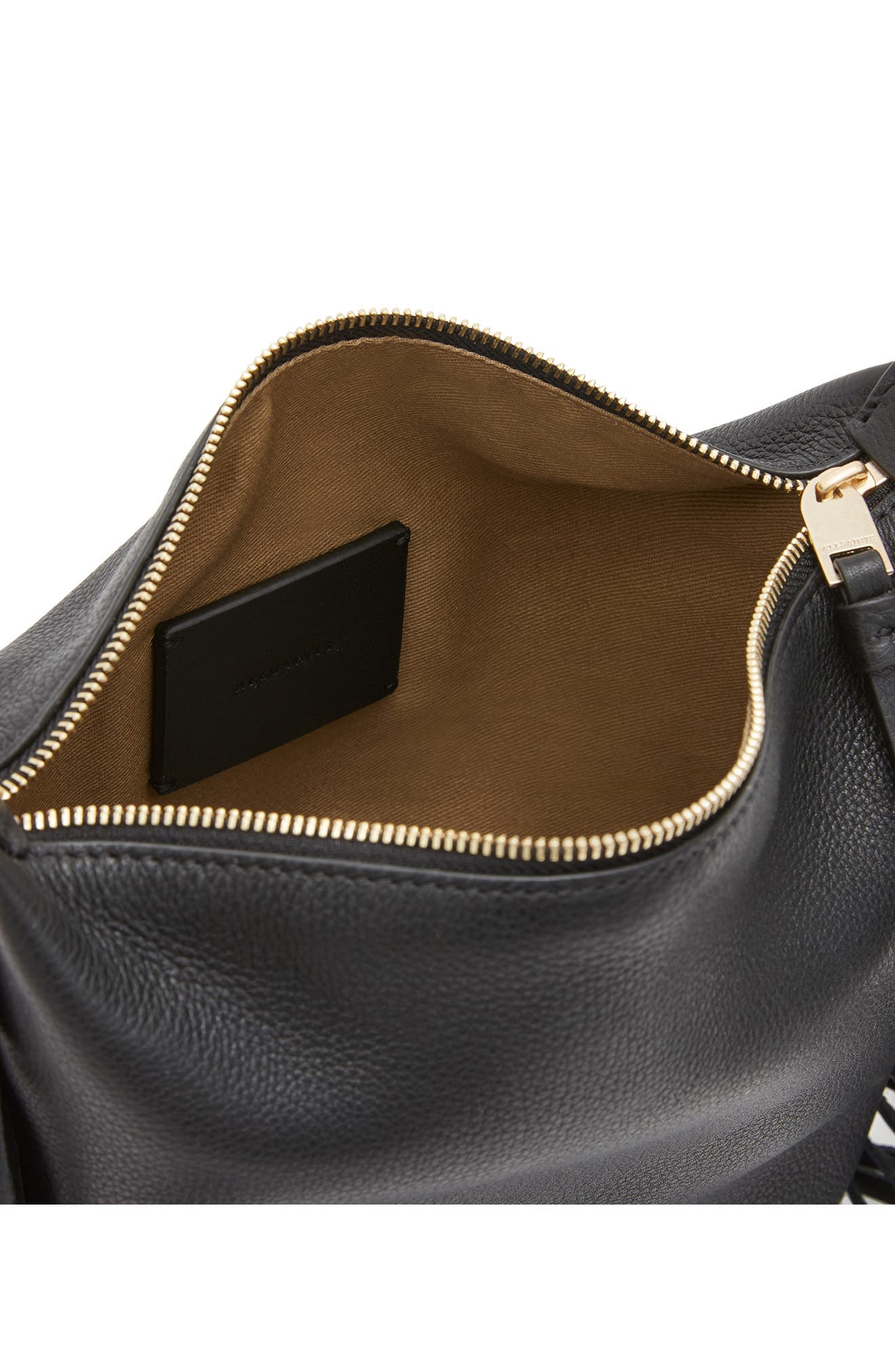 AllSaints Evaline Fringe Leather Crossbody Bag, Alternate, color, 