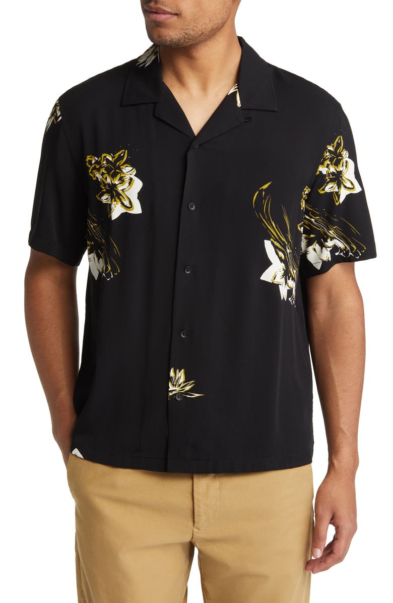 rag & bone Avery Notched Collar Short Sleeve Button-Up Shirt, Main, color, 