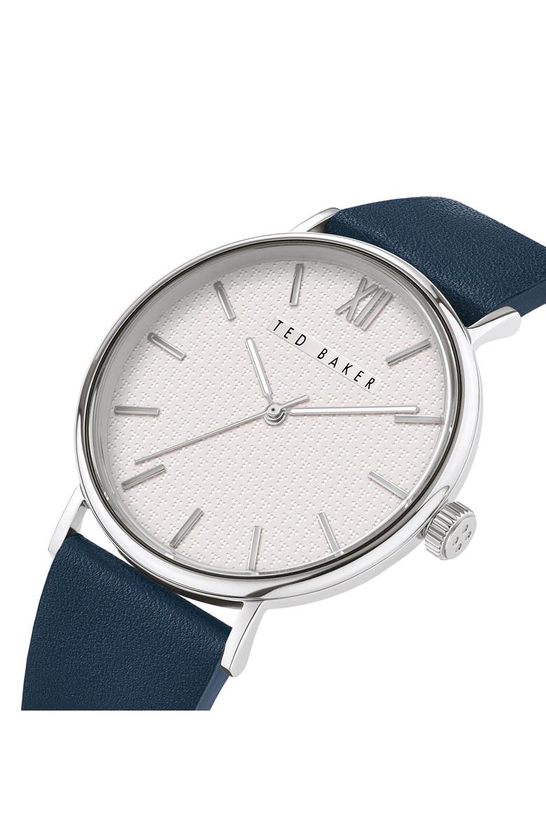 Ted Baker T Engraved Leather Strap Watch, 43mm, Alternate, color, 