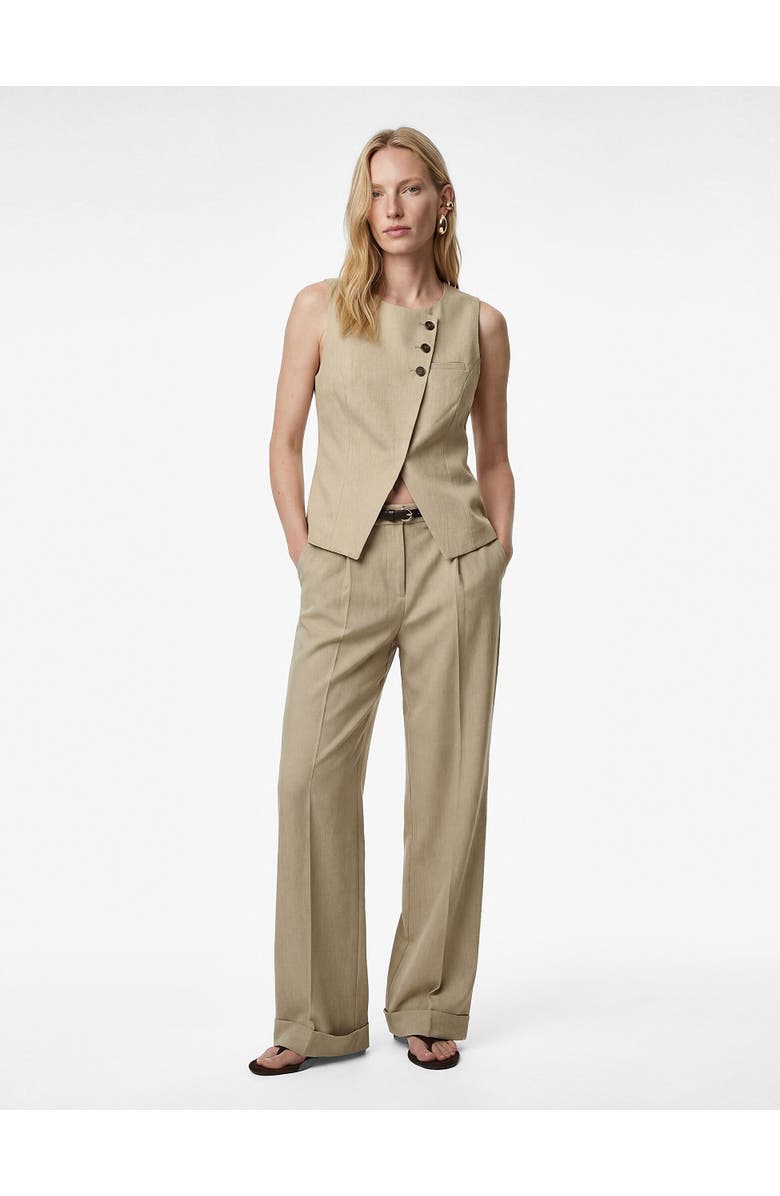 Koton Sleeveless Button-Down Vest, Main, color, Khaki
