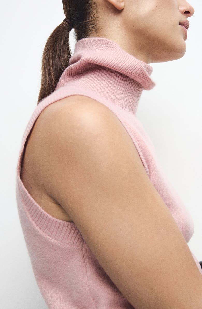 MANGO Baby Turtleneck Sleeveless Sweater, Alternate, color, Pale Pink