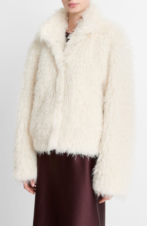 Vince Shaggy Faux Fur Jacket In White