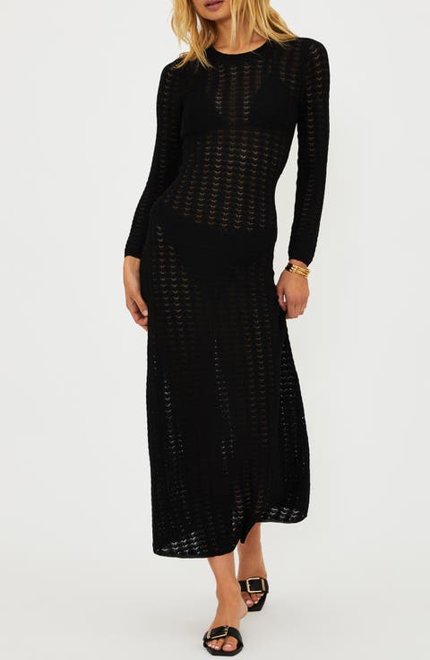 Dolly Long Sleeve Pointelle Cover-Up Maxi Dress
