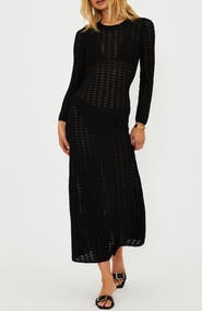 Beach Riot Dolly Long Sleeve Pointelle Cover-Up Maxi Dress