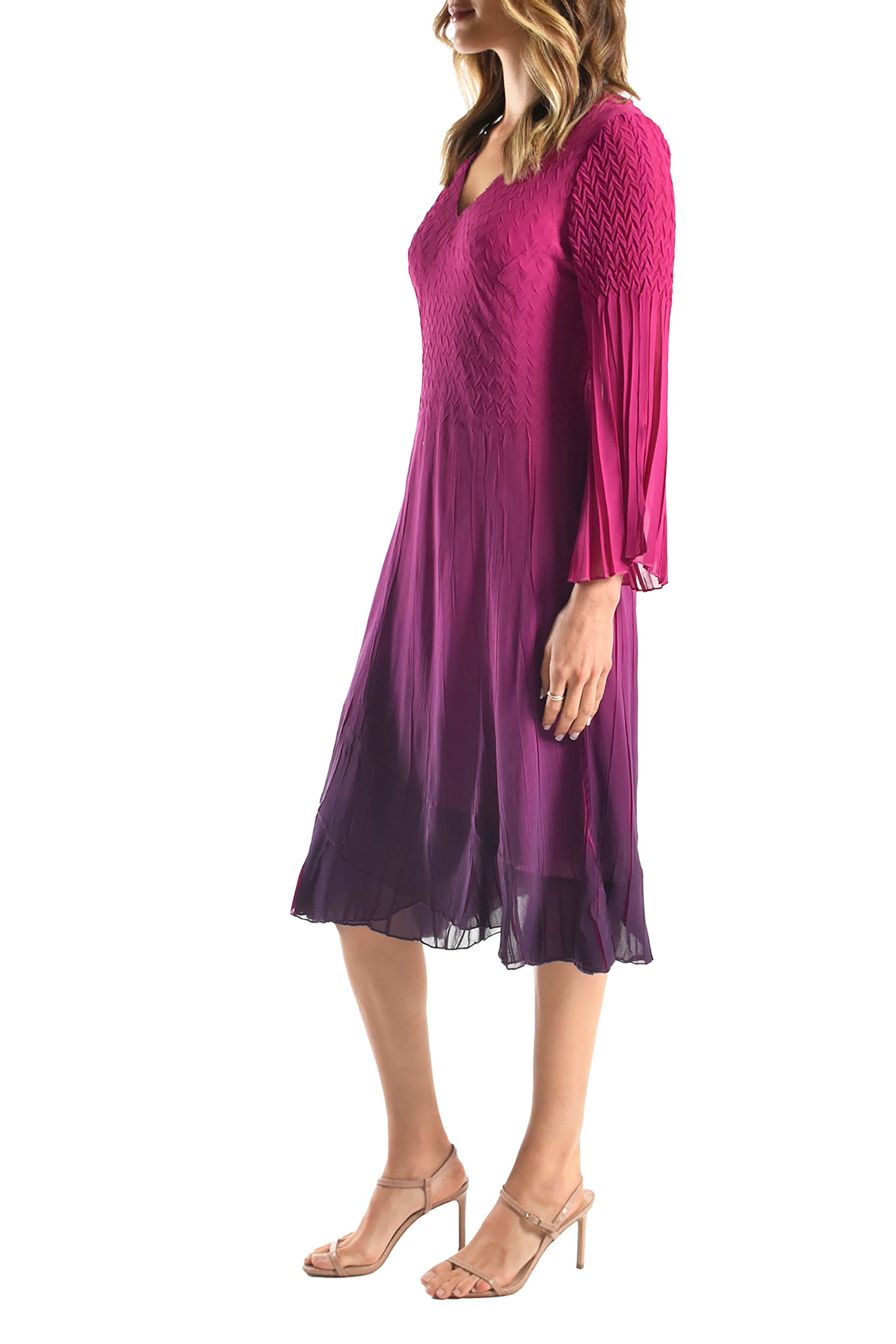 Chiffon A Line Dress with Split Sleeves - image 2