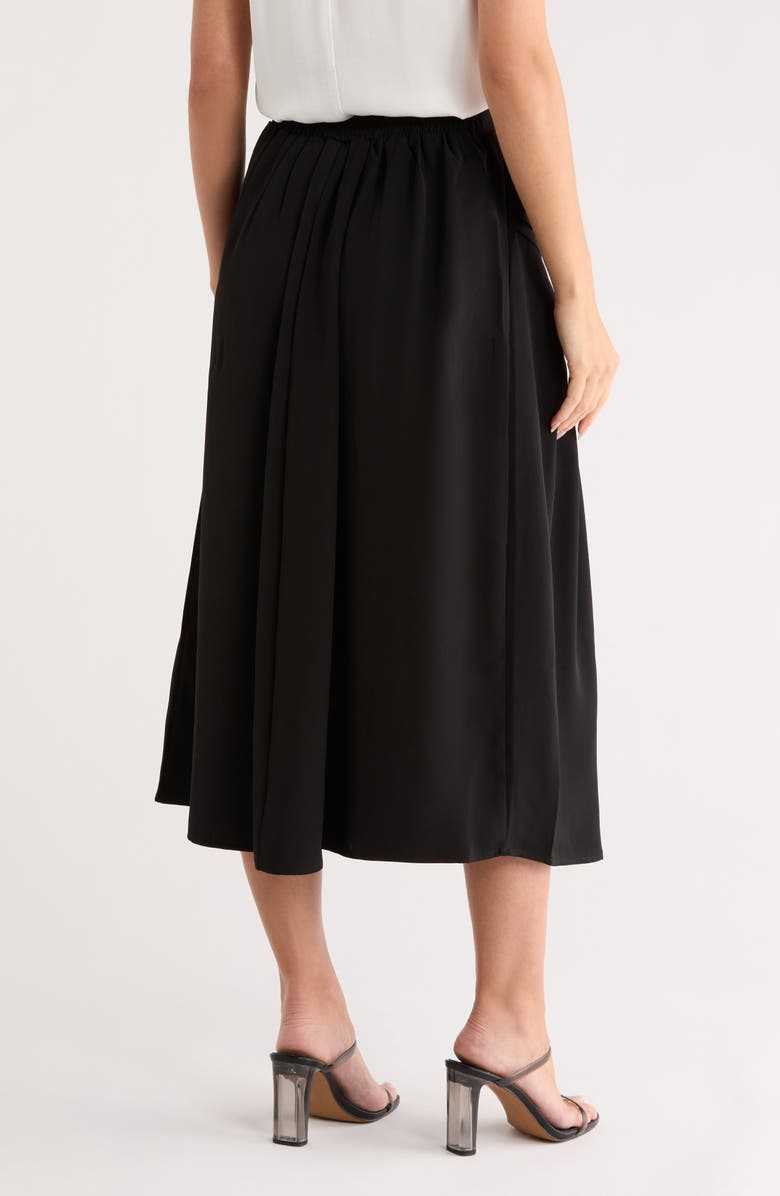 Forgotten Grace Ruffle Stripe Pleat Midi Skirt, Alternate, color, Black