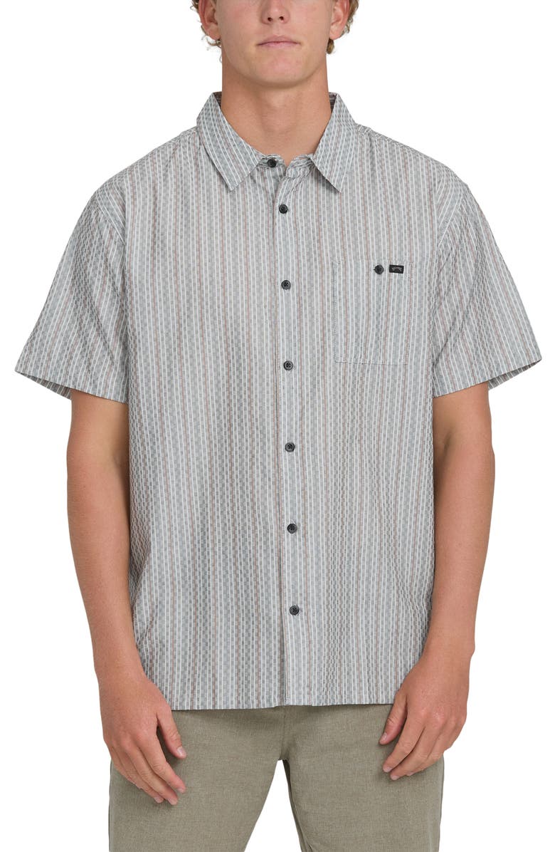 Billabong Sundays Stripe Jacquard Short Sleeve Cotton Button-Up Shirt, Main, color, 