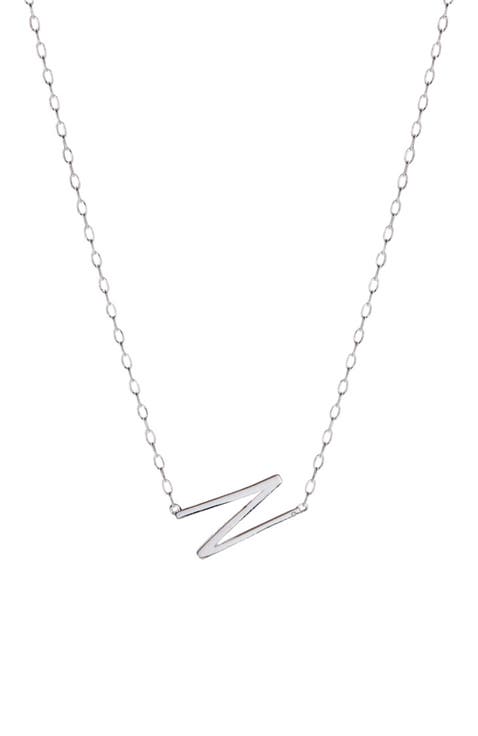 Silver Elongated Initial Pendant Necklace
