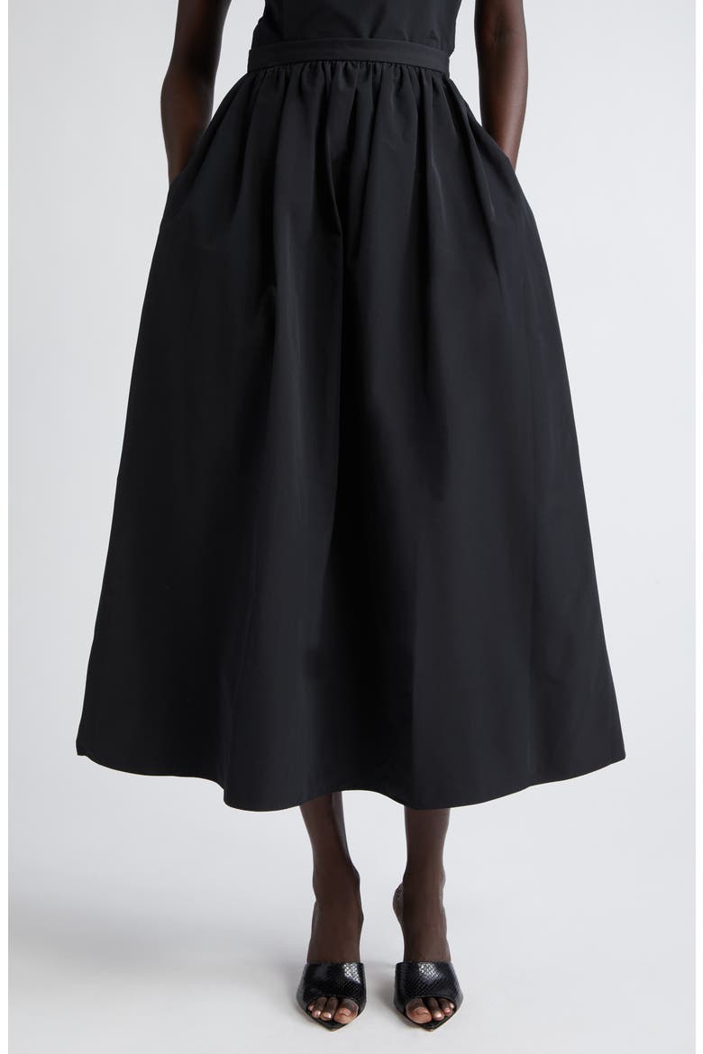 Techno Taffeta Midi Skirt, Main, color, BLACK