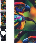 Trafalgar Jungle Parrot Silk Button End Suspenders