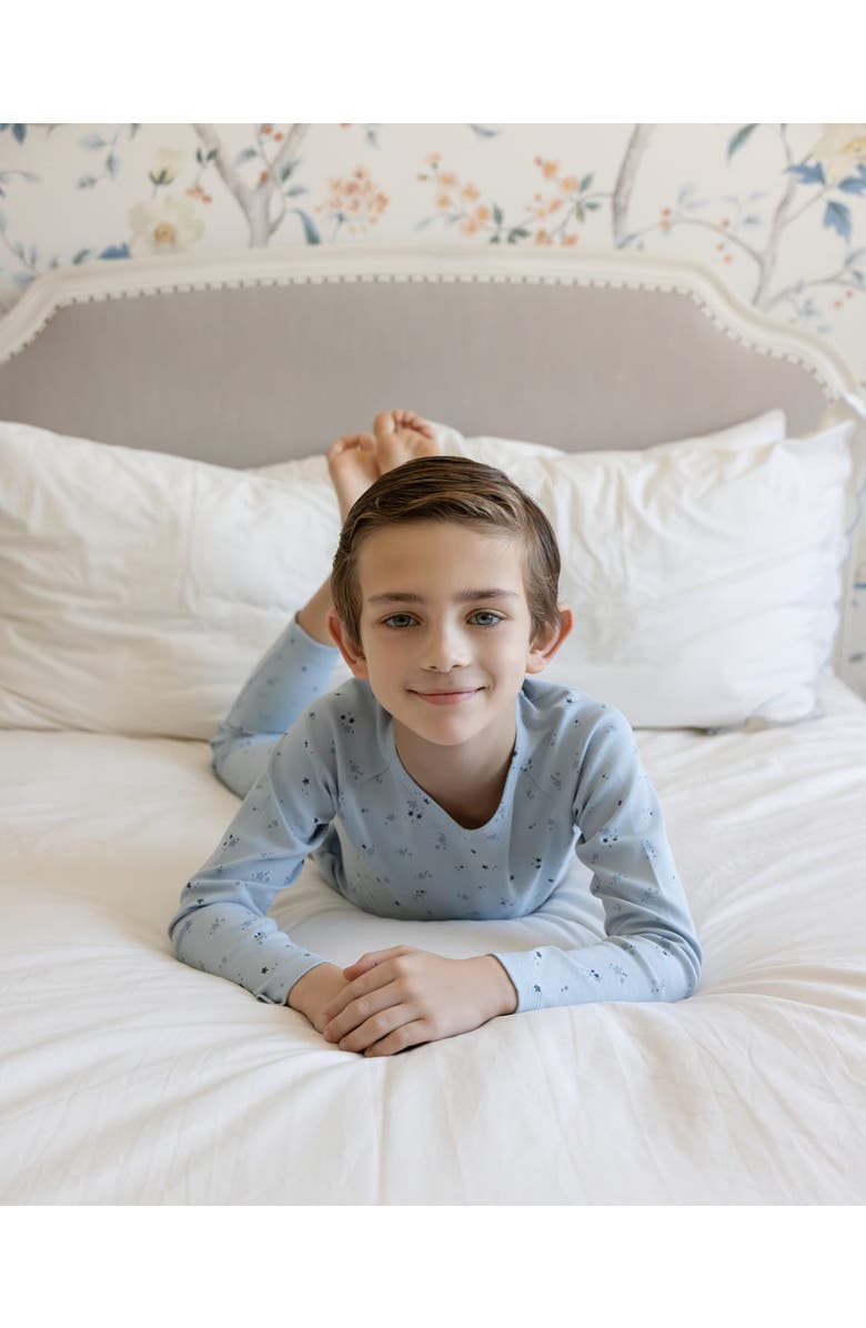 MiniMoi Kid's Brightest Star Cotton V-Neck Pajama set, Alternate, color, Blue