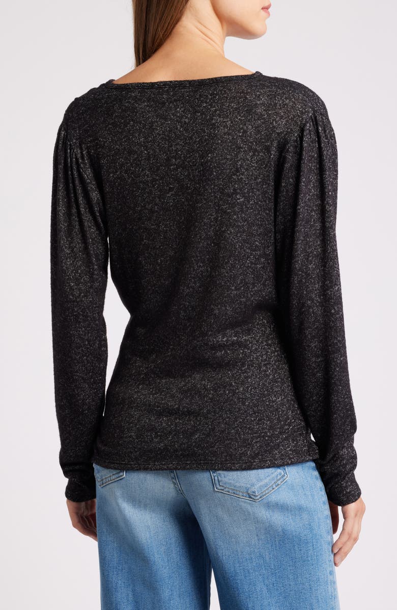 Loveappella Long Sleeve Faux Wrap Top, Alternate, color, Black