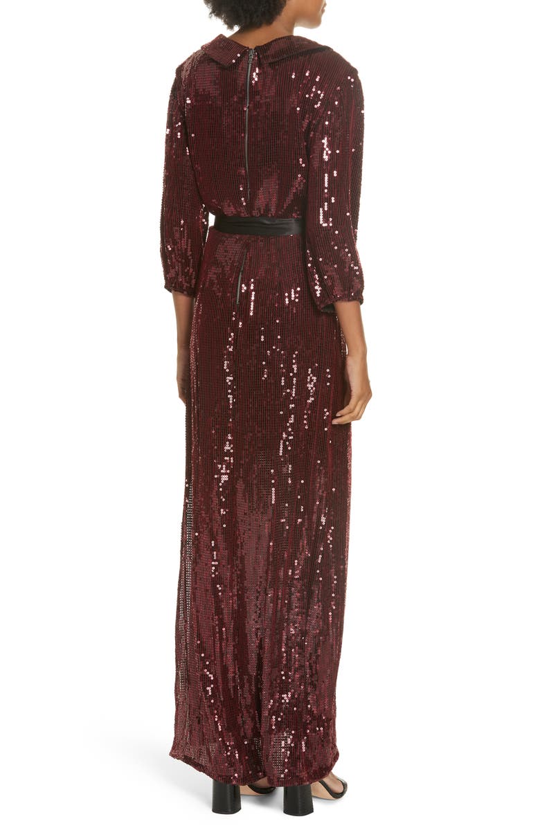Alice + Olivia Bayley Sequin Maxi Shirtdress, Alternate, color, 