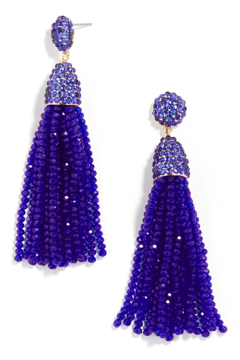'Nynette' Tassel Drop Earrings, Main, color, COBALT