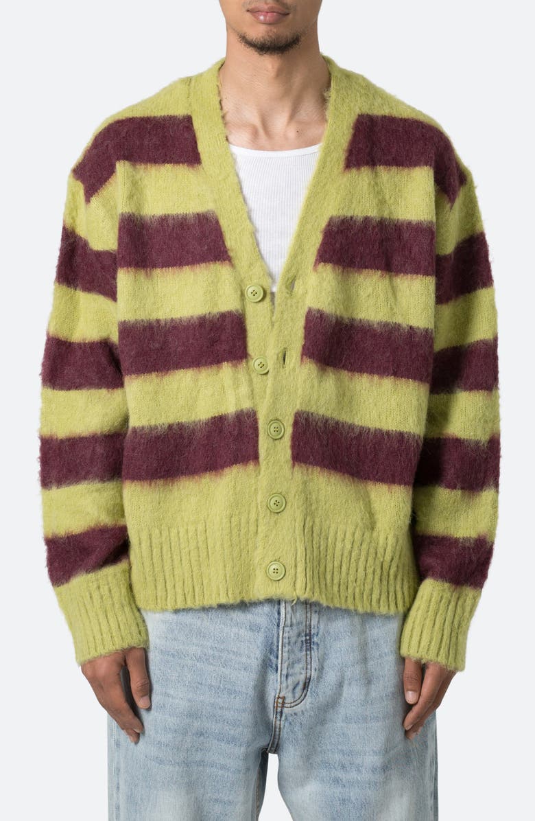 mnml Striped Cardigan, Main, color, Green/ Brown