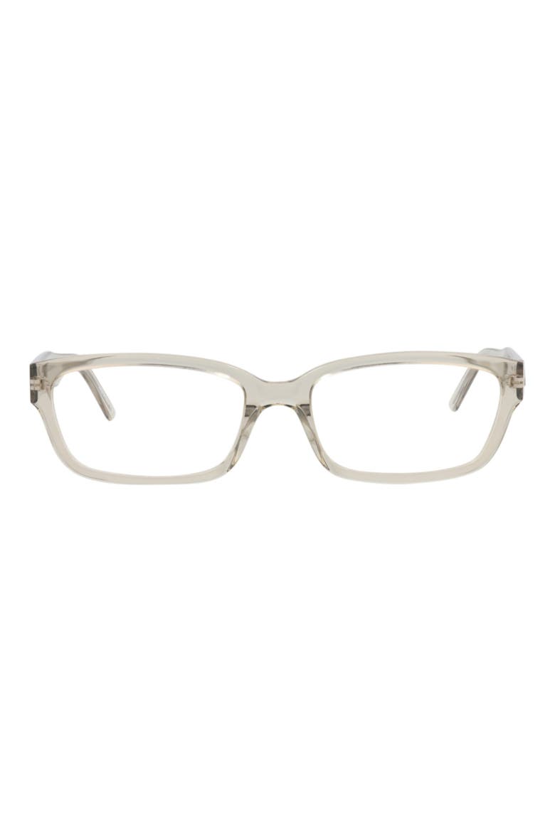 55mm Rectangular Optical Glasses, Main, color, BEIGE BEIGE TRANSPARENT