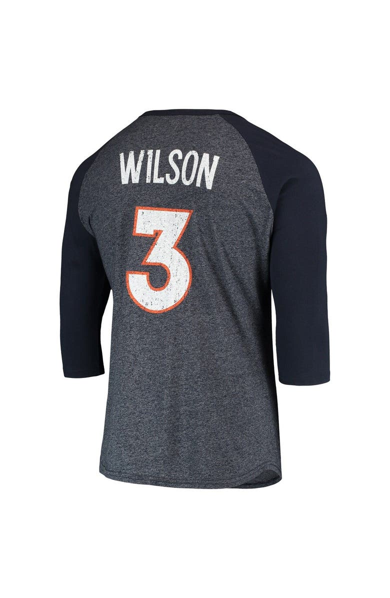 Majestic Threads Men's Majestic Threads Russell Wilson Navy Denver Broncos Name & Number Team Colorway Tri-Blend 3/4 Raglan Sleeve Player T-Shirt, Alternate, color, 
