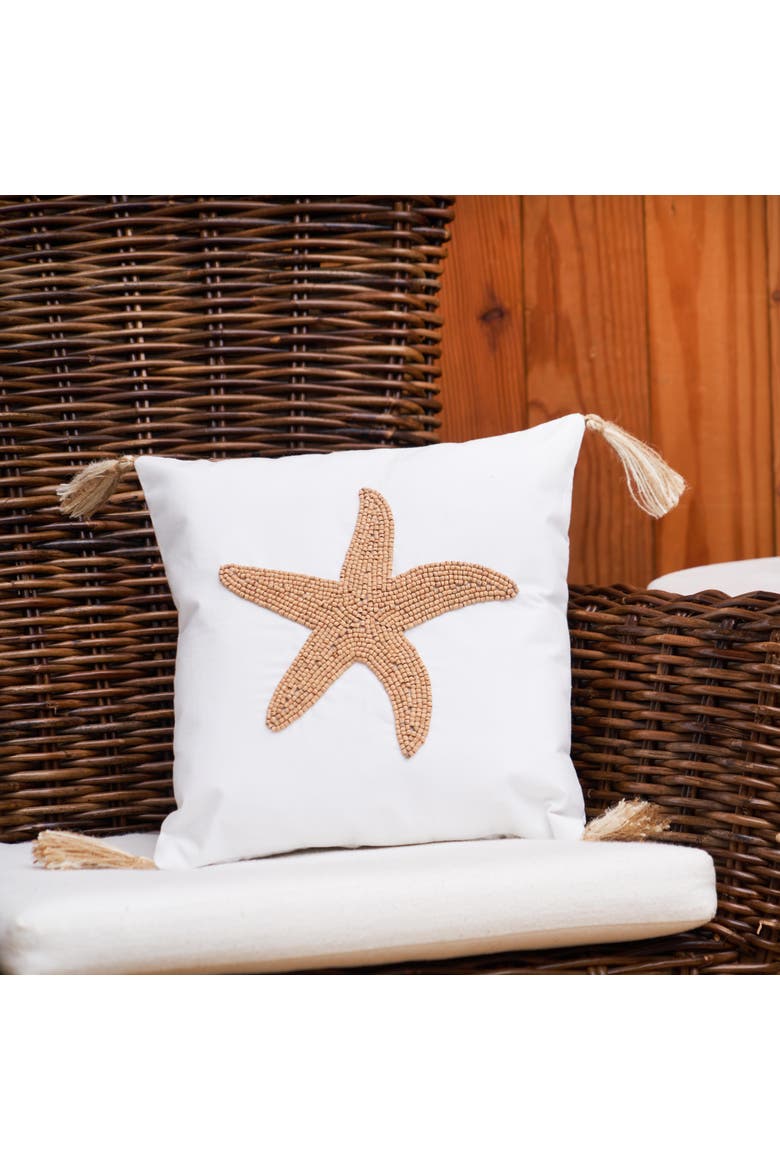 Seastar Handmade Wood Beaded Throw Pillow, Alternate, color, Gold