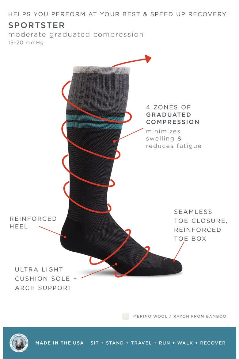 Sportster Compression Socks, Alternate, color, BLACK
