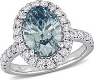 Julianna B. Blue & White Lab-Grown Diamond Halo Ring 14k