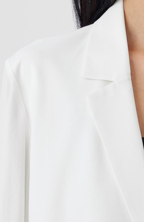 Eileen Fisher Open-front Silk Georgette Crepe Blazer In Ivory