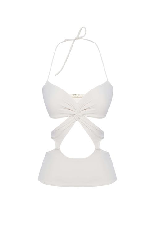 Jendue Us Neo Denim Jersey Crop Top In White