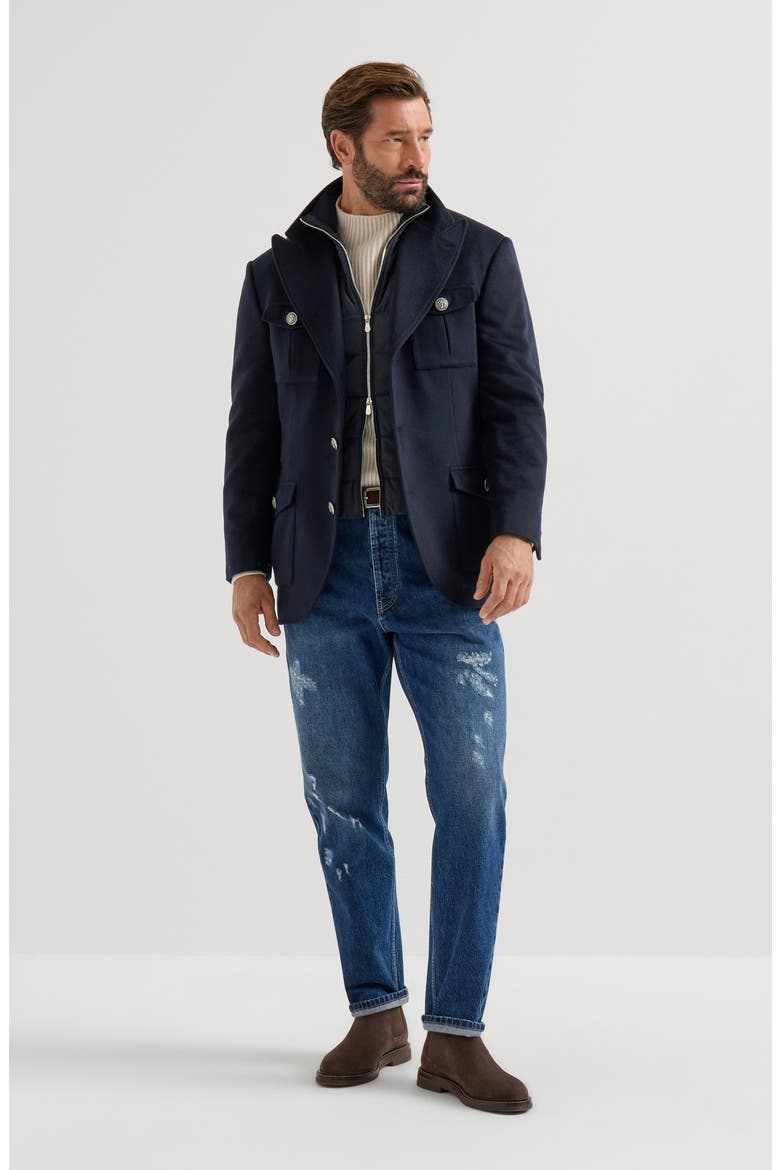 Virgin Wool Beaver Cloth Outerwear Blazer With Thermore®-padded Detachable Vest, Alternate, color, Navy Blue