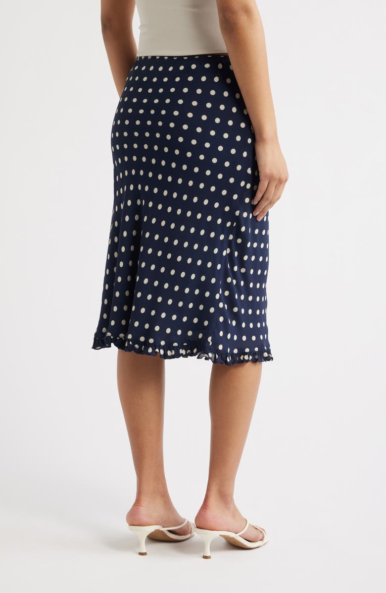 Reformation Layla Flare Polka Dot Midi Skirt, Alternate, color, Orion Dot