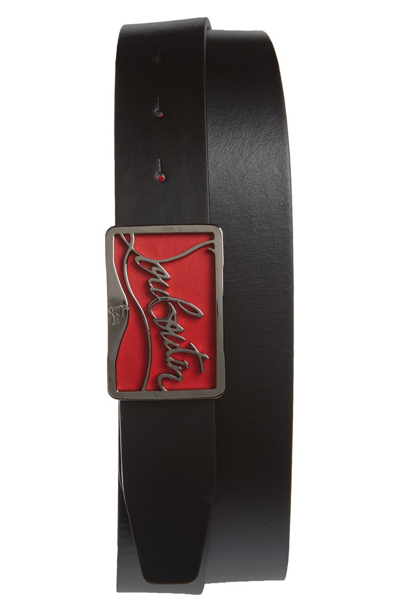 Christian Louboutin Ricky Logo Buckle Leather Belt, Main, color,