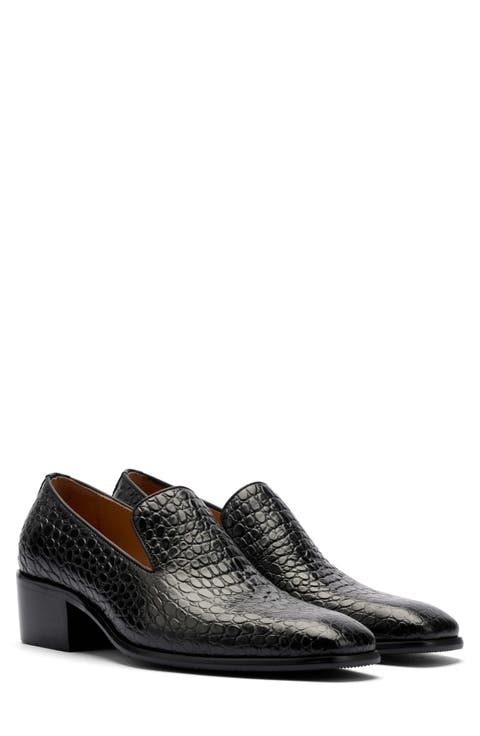 Hugo Croc Embossed Leather Slip On Loafer