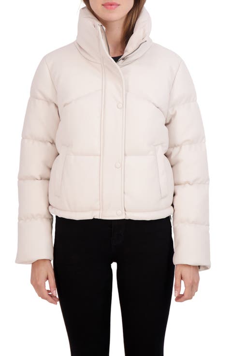 Short Faux Leather Puffer Jacket