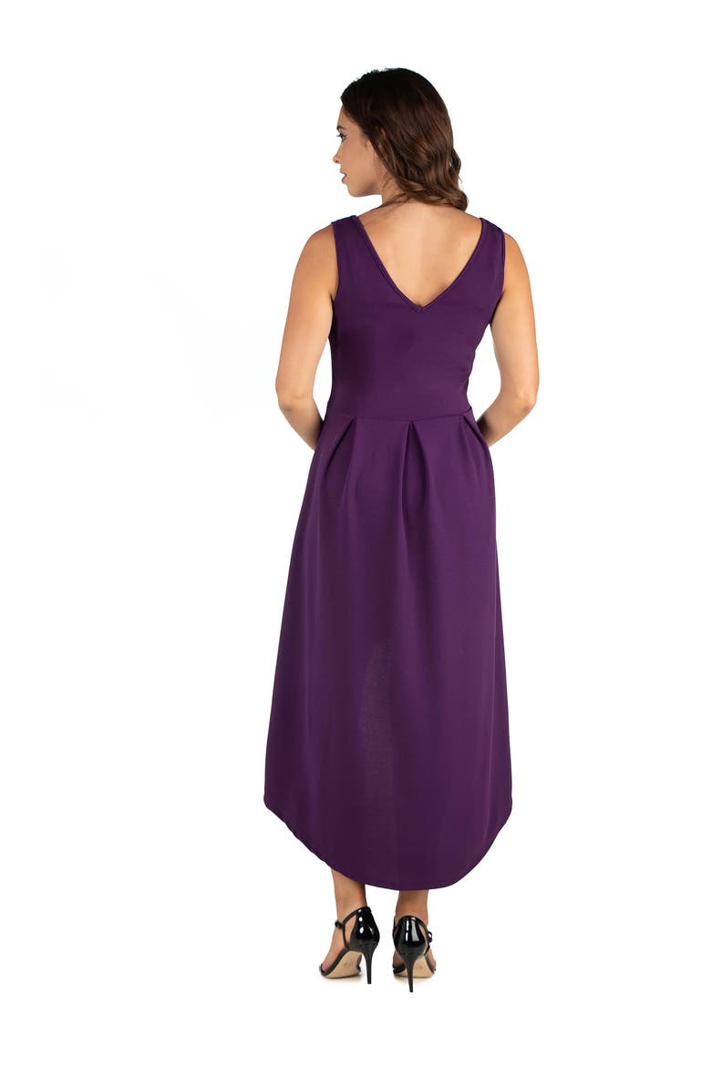 Maternity Sleeveless Fit and Flare High Low Dress, Alternate, color, Purple