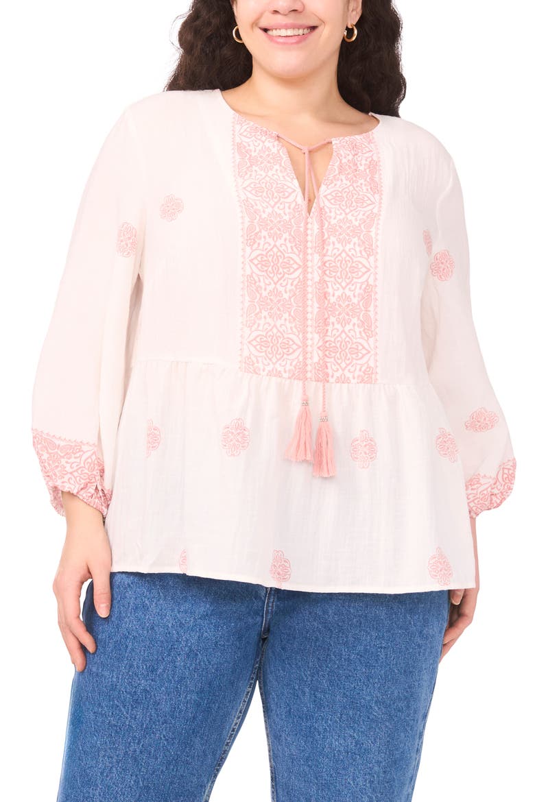 Tassel Tie Peasant Top, Main, color, ROSE HIP