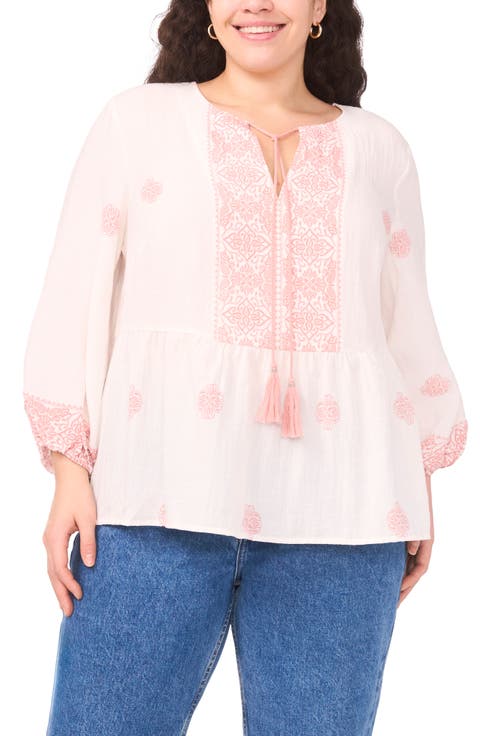 Tassel Tie Peasant Top (Plus)