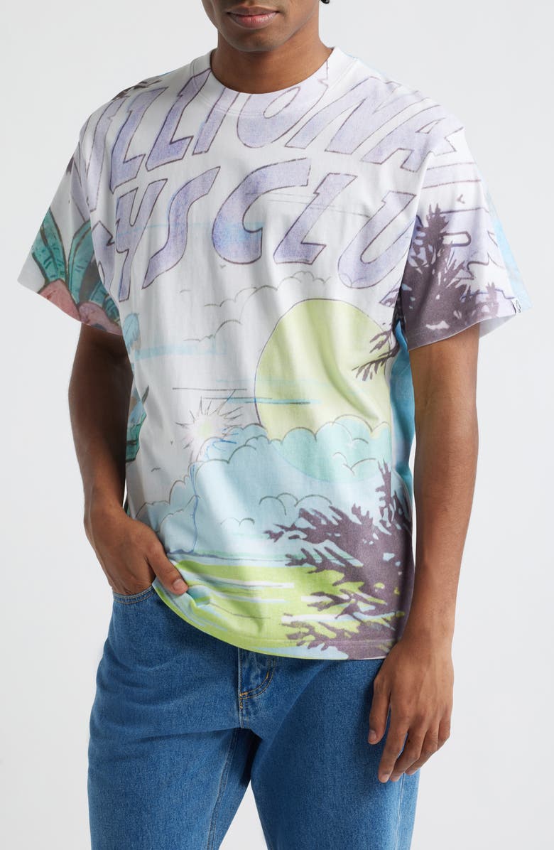 Billionaire Boys Club BB Sunrise Oversize Graphic T-Shirt, Main, color, White