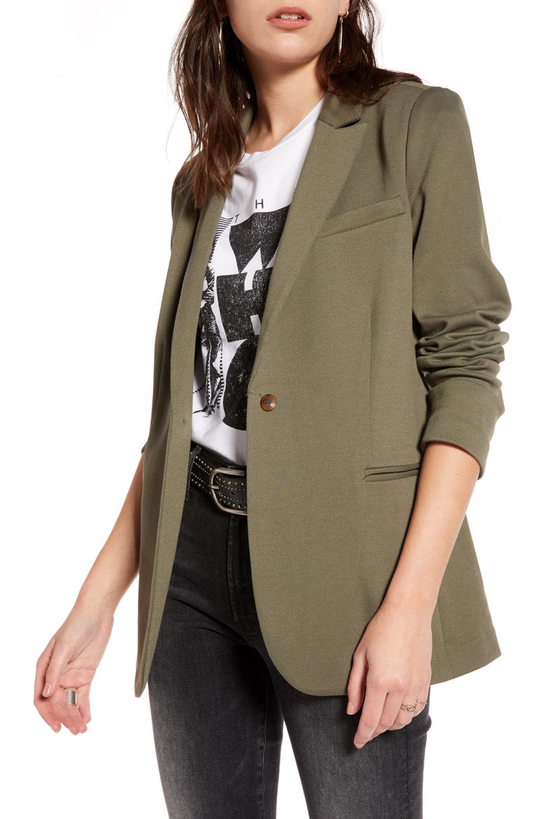 Long Knit Blazer, Main, color, OLIVE SARMA